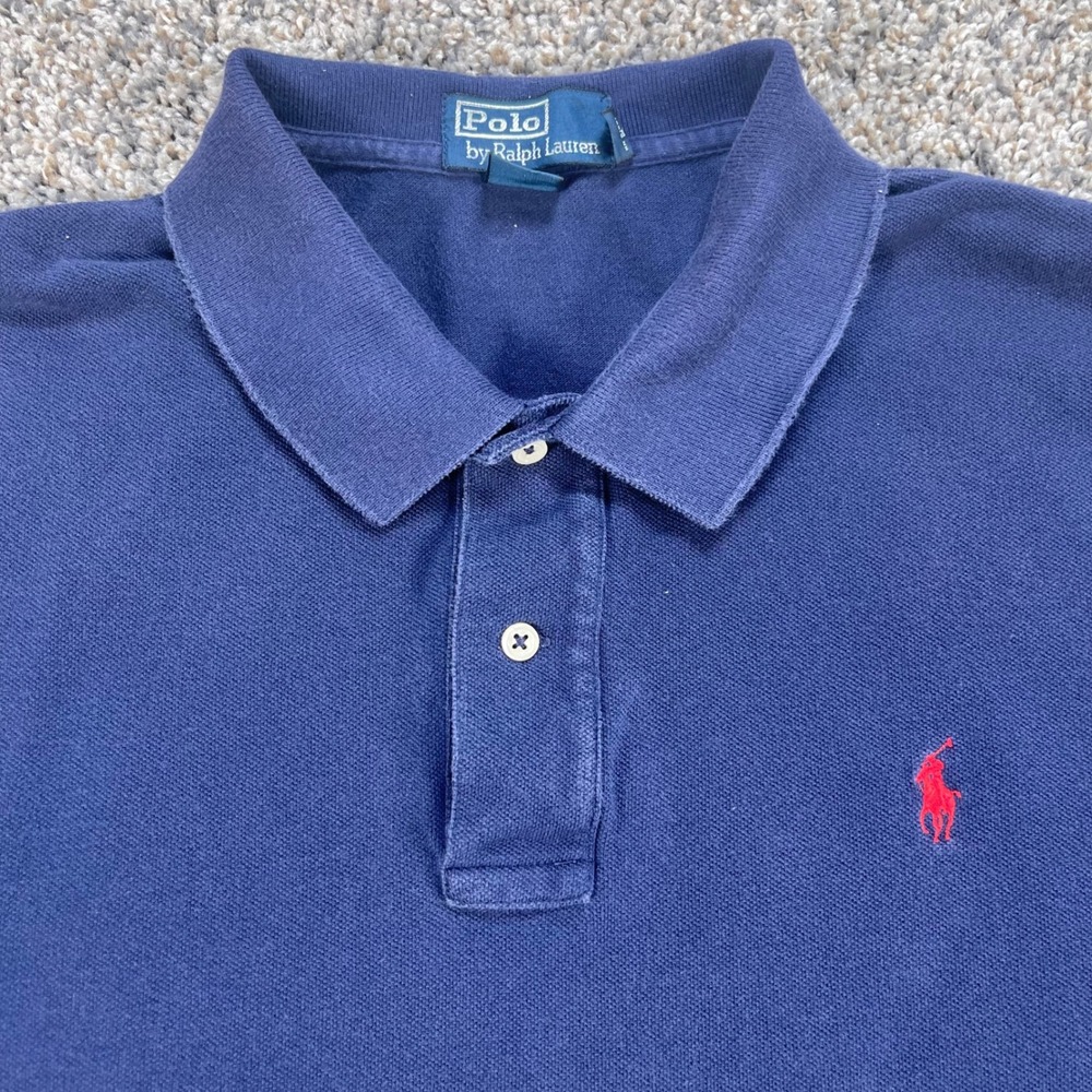 Polo Ralph Lauren Mens XXL Navy Blue Pique Short Sleeve Pony Logo Polo Shirt